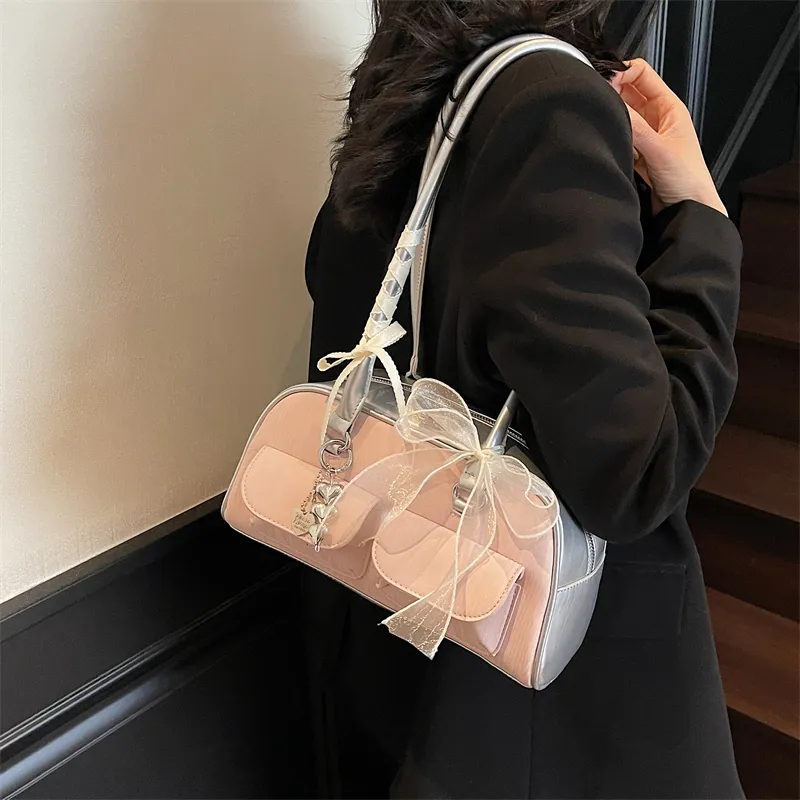 Rainbow Girl PU Underarm Shoulder Bag Women's Pink/Black/Blue-1