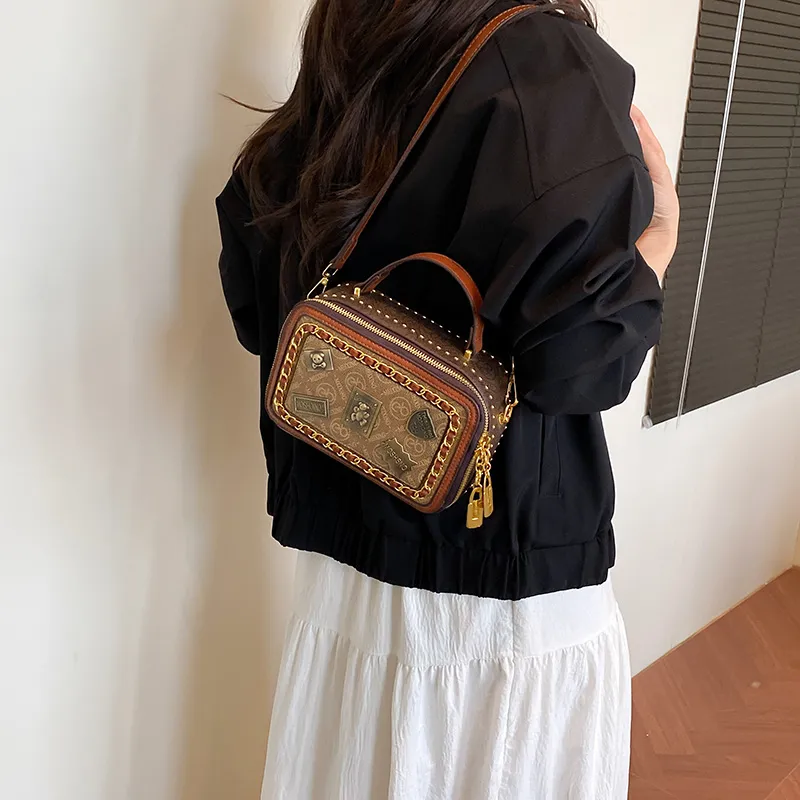 Rainbow Girl PU Handbag Women's White/Black/Brown-20