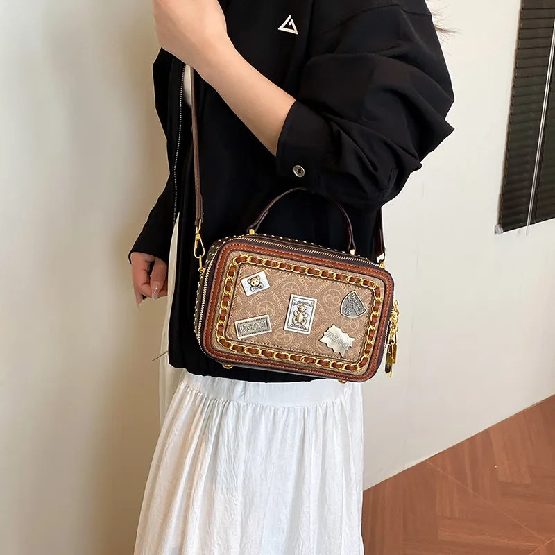 Rainbow Girl PU Handbag Women's White/Black/Brown-18