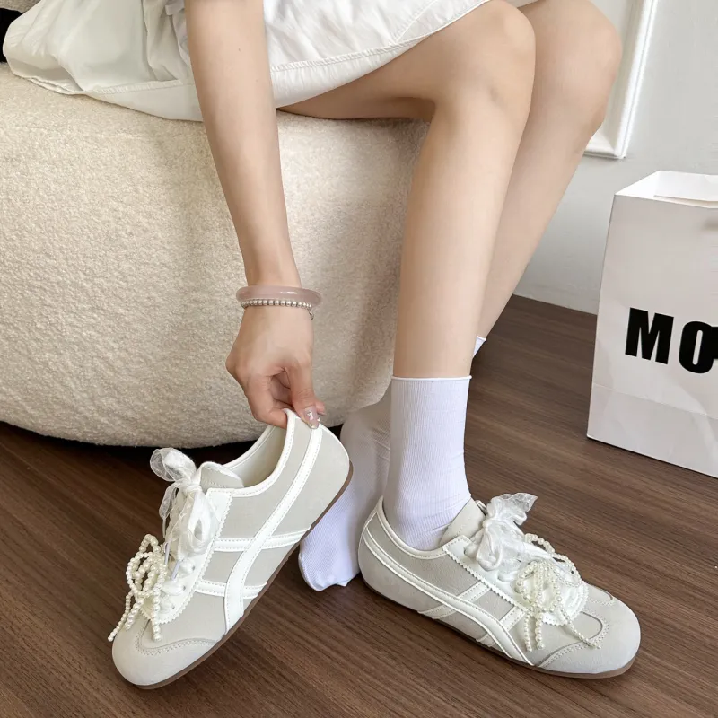 Alxnan Casual Shoes Women's Low Top Ivory/Silver/Pink/Lemon-3