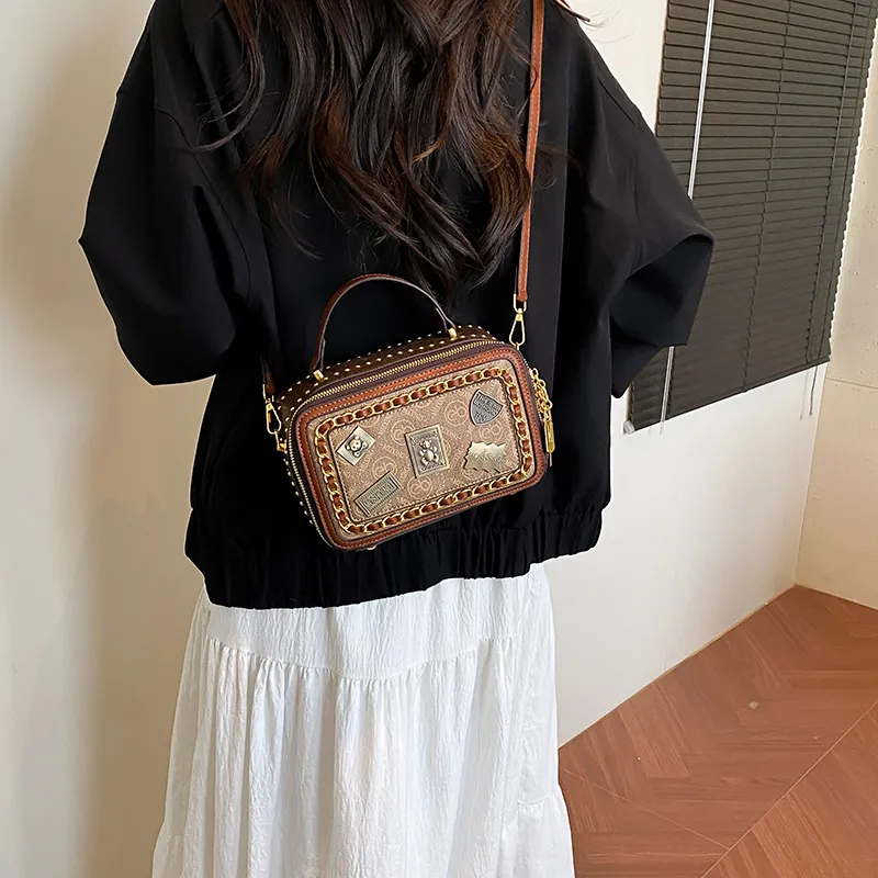 Rainbow Girl PU Handbag Women's White/Black/Brown-19
