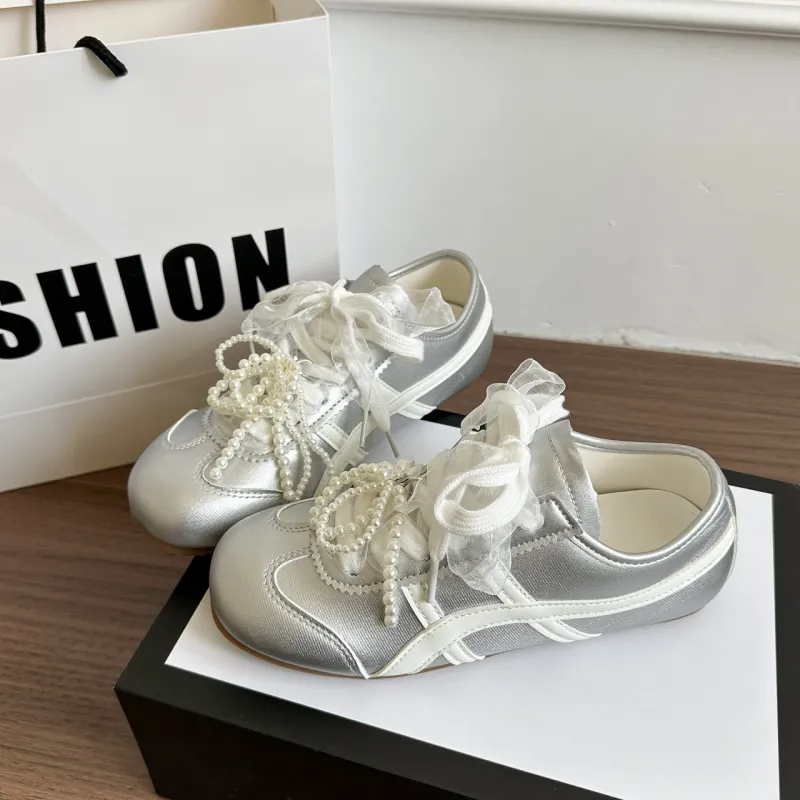 Alxnan Casual Shoes Women's Low Top Ivory/Silver/Pink/Lemon-7