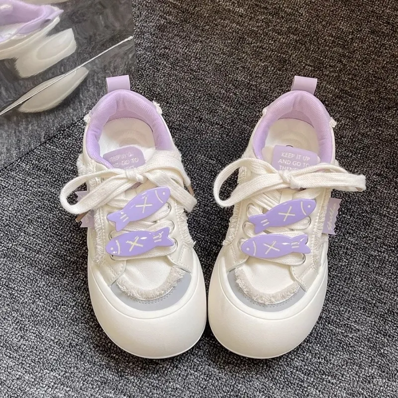 Alxnan Low Top Casual Shoes Women's Purple Little Fish-6