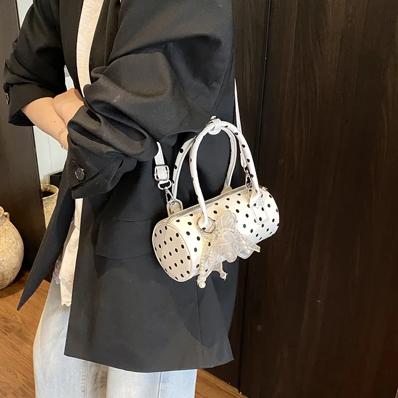 Rainbow Girl PU Crossbody One Shoulder Handbag Women's White/Black/Red-5