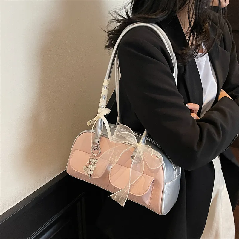 Rainbow Girl PU Underarm Shoulder Bag Women's Pink/Black/Blue-3