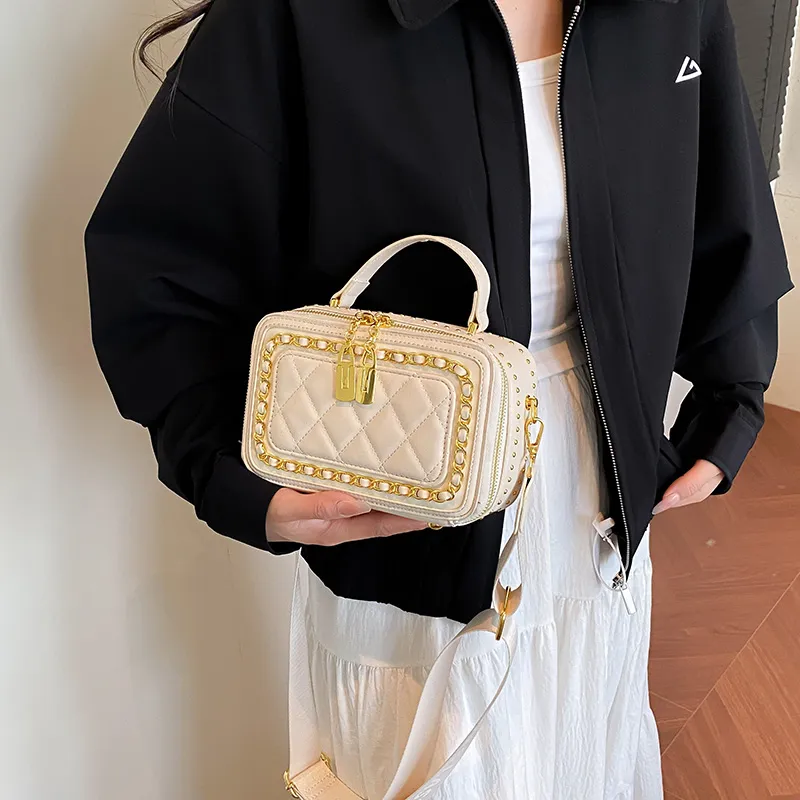 Rainbow Girl PU Handbag Women's White/Black/Brown-2