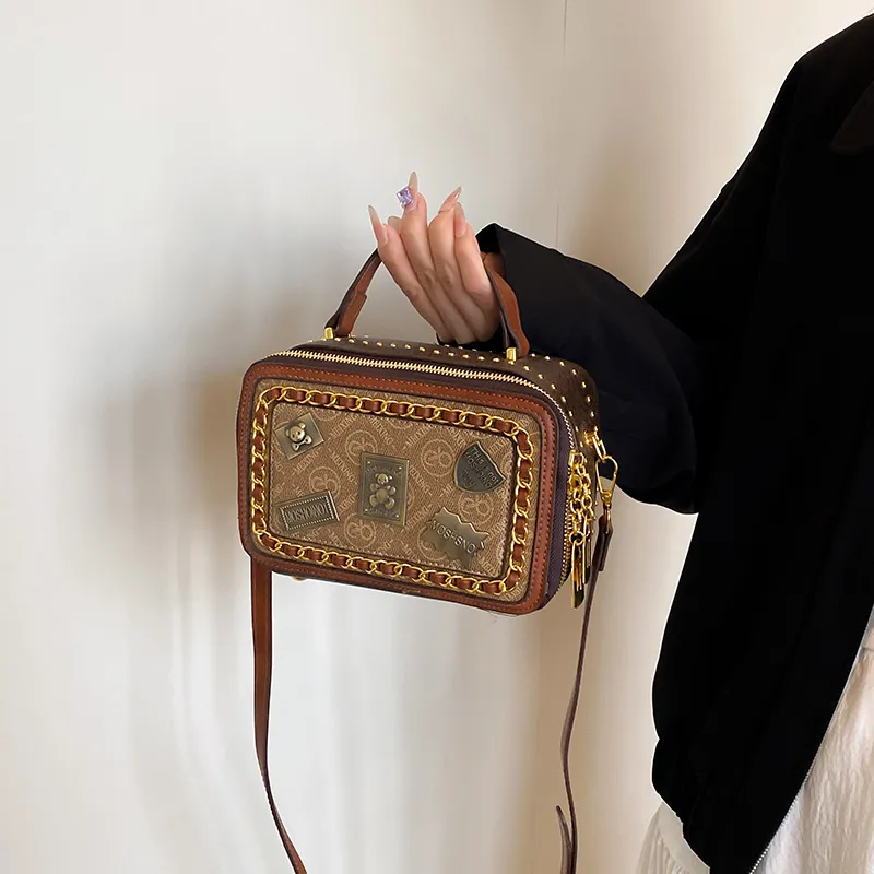 Rainbow Girl PU Handbag Women's White/Black/Brown-15