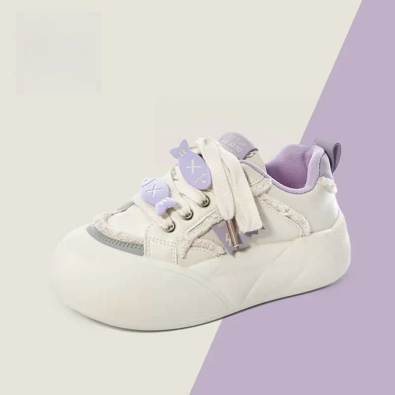 Alxnan Low Top Casual Shoes Women's Purple Little Fish-5