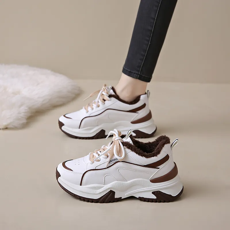 M.M Party Cushioned Wear Resistant Warm Low Top Chunky Sneakers Women's-4