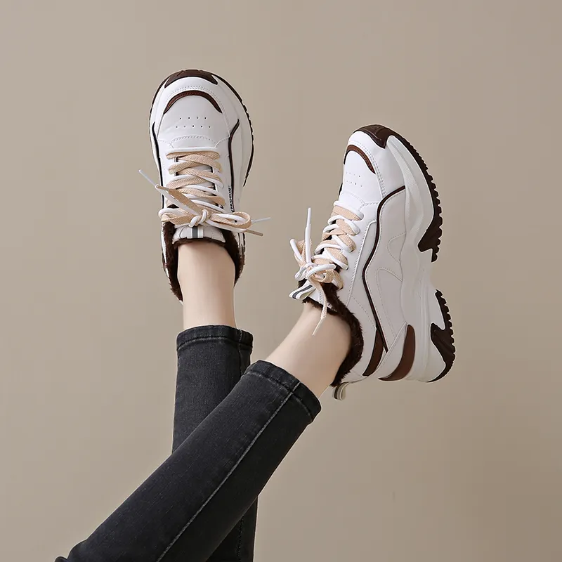 M.M Party Cushioned Wear Resistant Warm Low Top Chunky Sneakers Women's-5