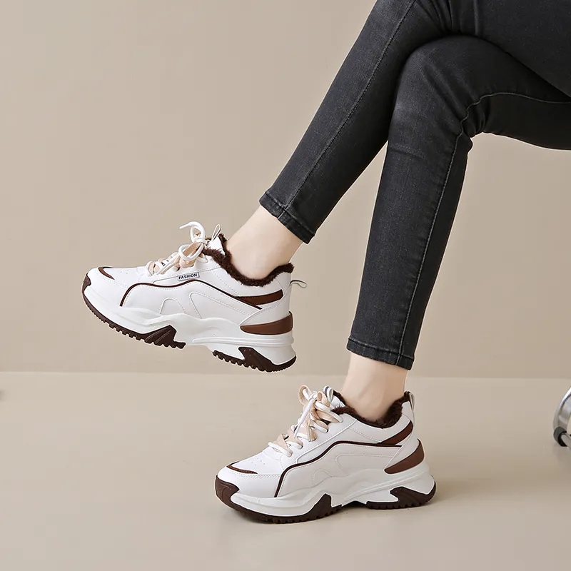 M.M Party Cushioned Wear Resistant Warm Low Top Chunky Sneakers Women's-7