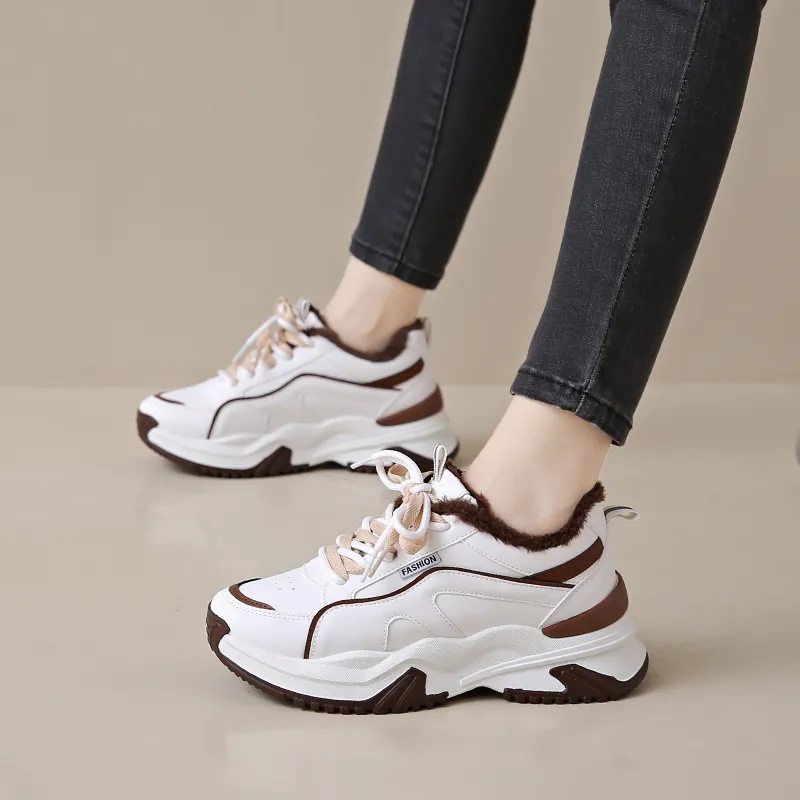 M.M Party Cushioned Wear Resistant Warm Low Top Chunky Sneakers Women's-6