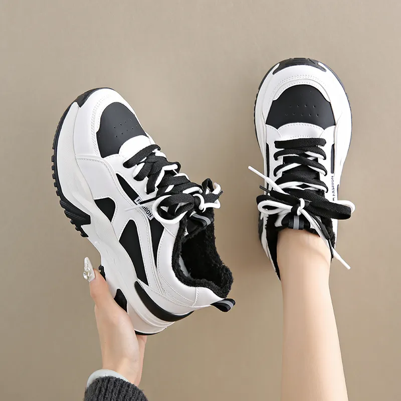 M.M Party Cushioned Wear Resistant Warm Low Top Chunky Sneakers Women's-2