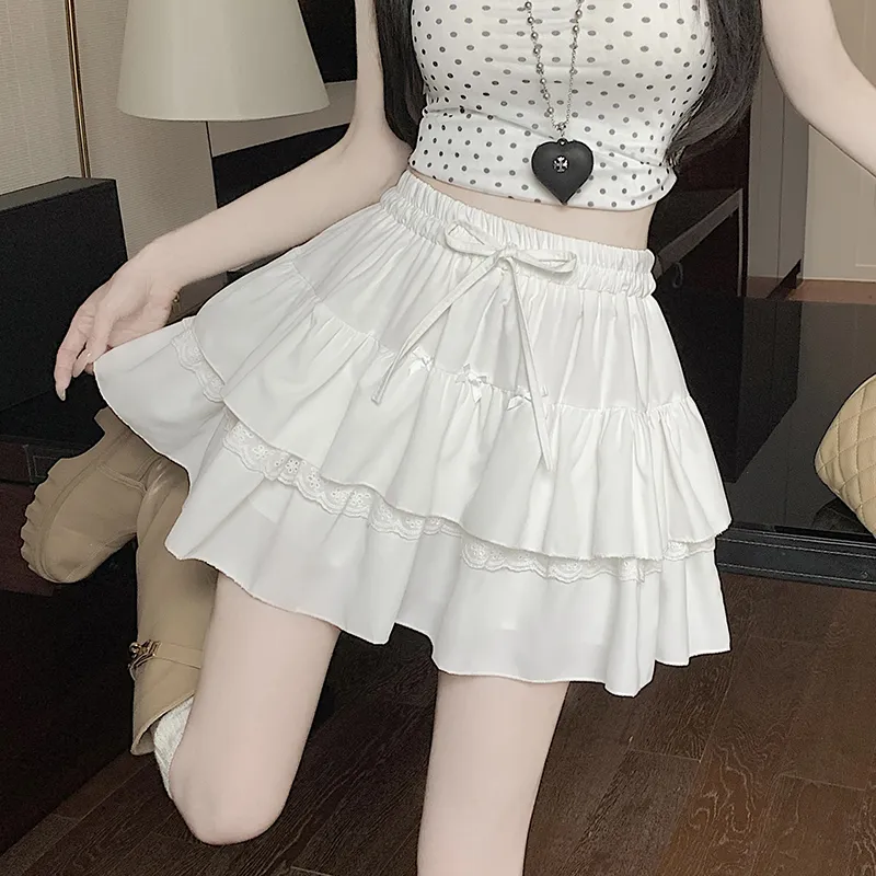 JEANSWEST Casual Short Skirts Women's White-1