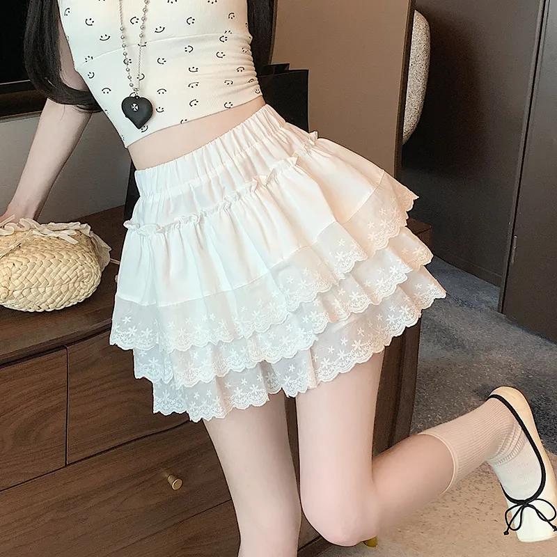 JEANSWEST Casual Short Skirts Women's White-5