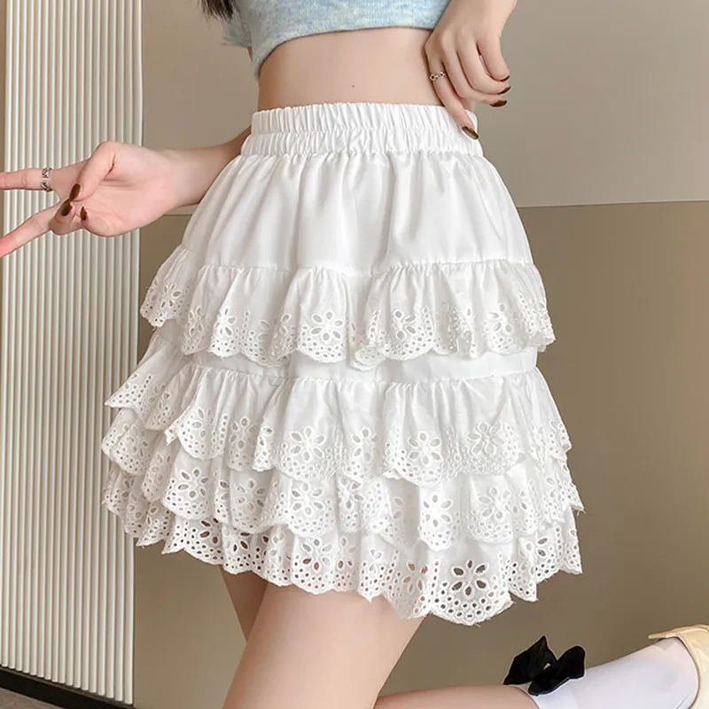 JEANSWEST Casual Short Skirts Women's White-3