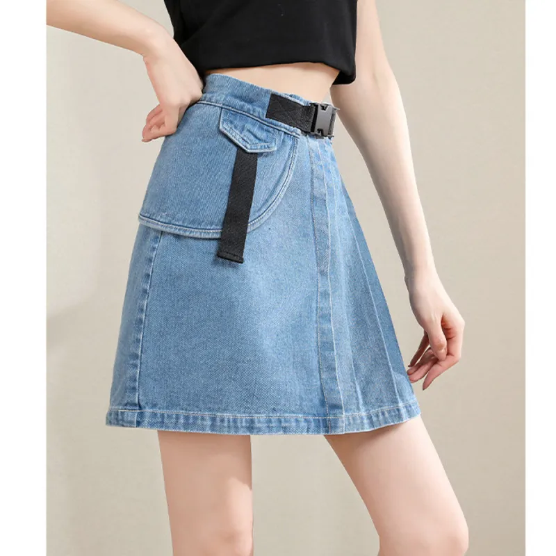 JEANSWEST Denim Short Skirts Women's Blue-3