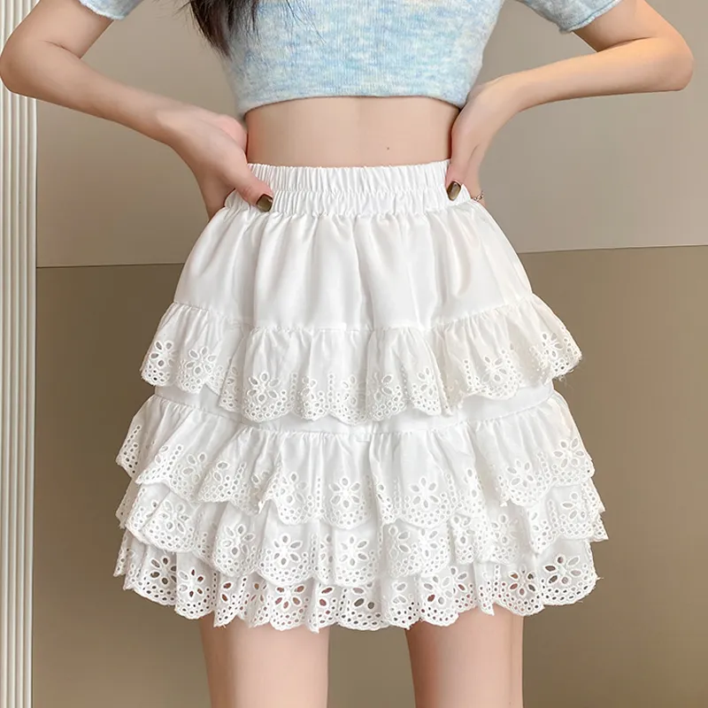 JEANSWEST Casual Short Skirts Women's White-4