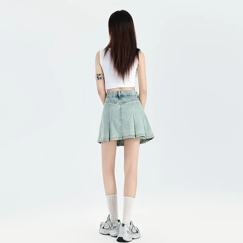 JEANSWEST Denim Short Skirts Women's Light Blue-1