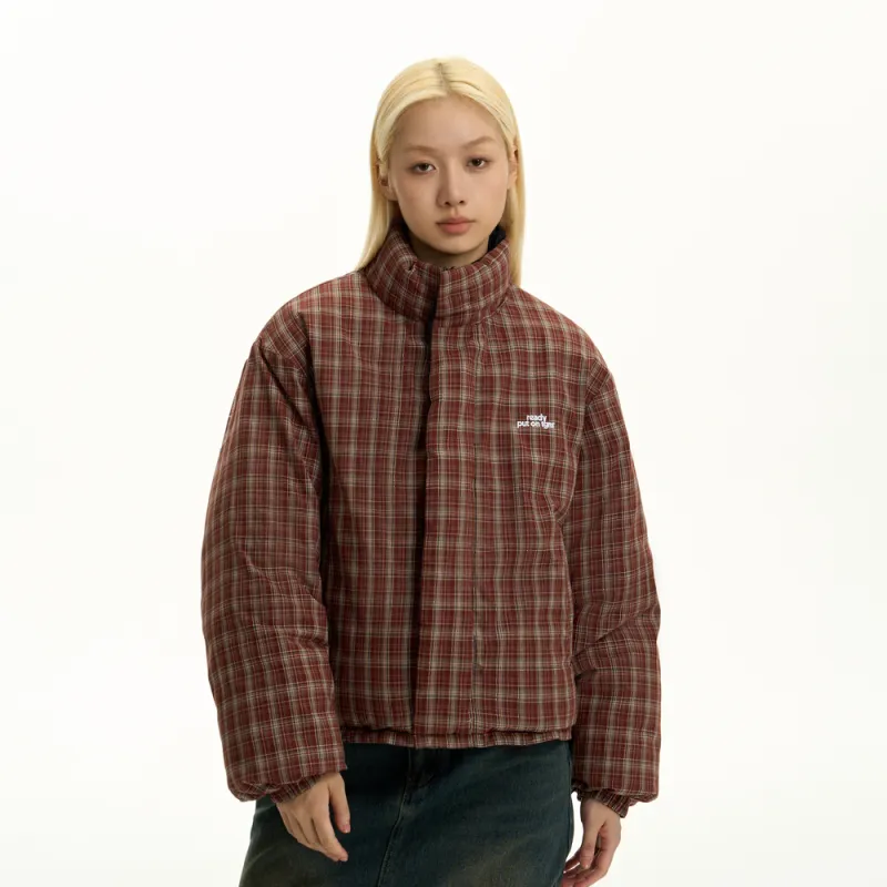 TGNS Puffer Jacket Unisex Black Red Plaid-6