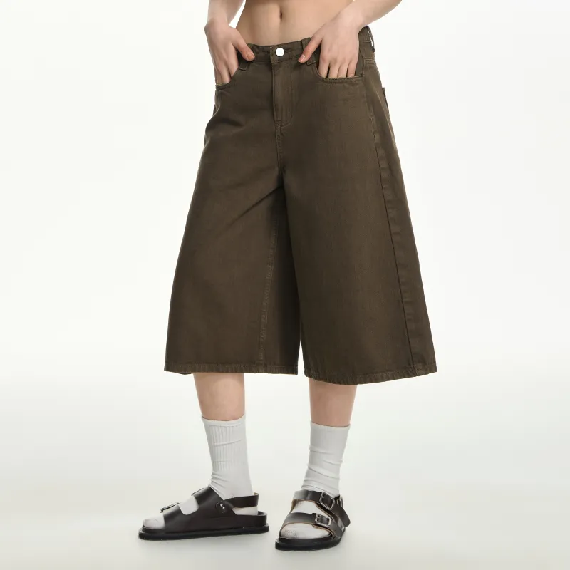 TGNS Denim Shorts Unisex Gray Coffee-3