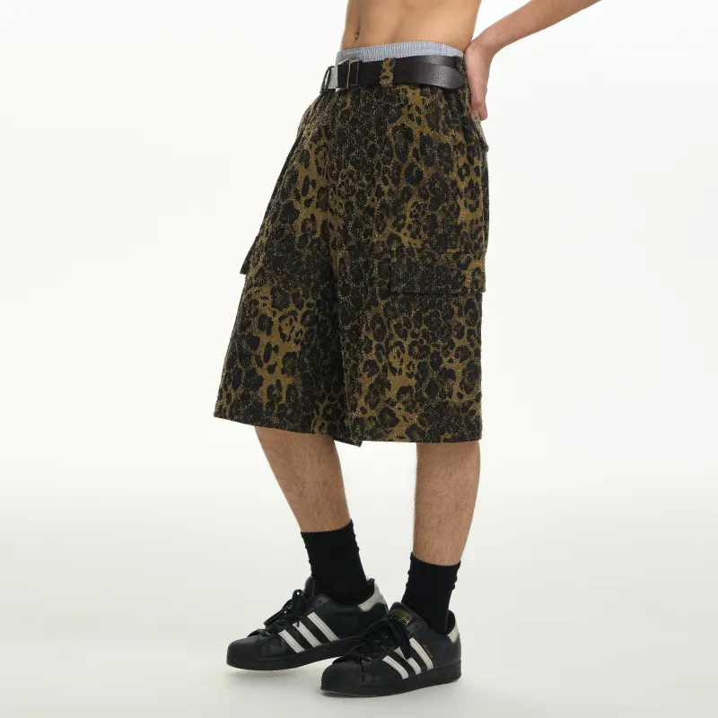 TGNS Casual Shorts Unisex Leopard Brown-4