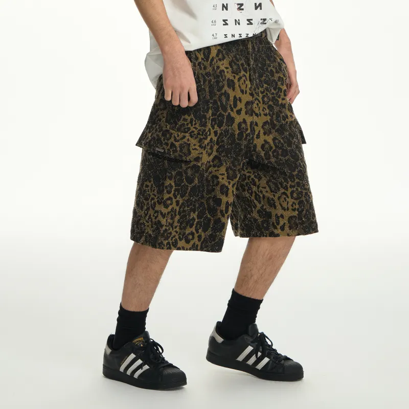 TGNS Casual Shorts Unisex Leopard Brown-3