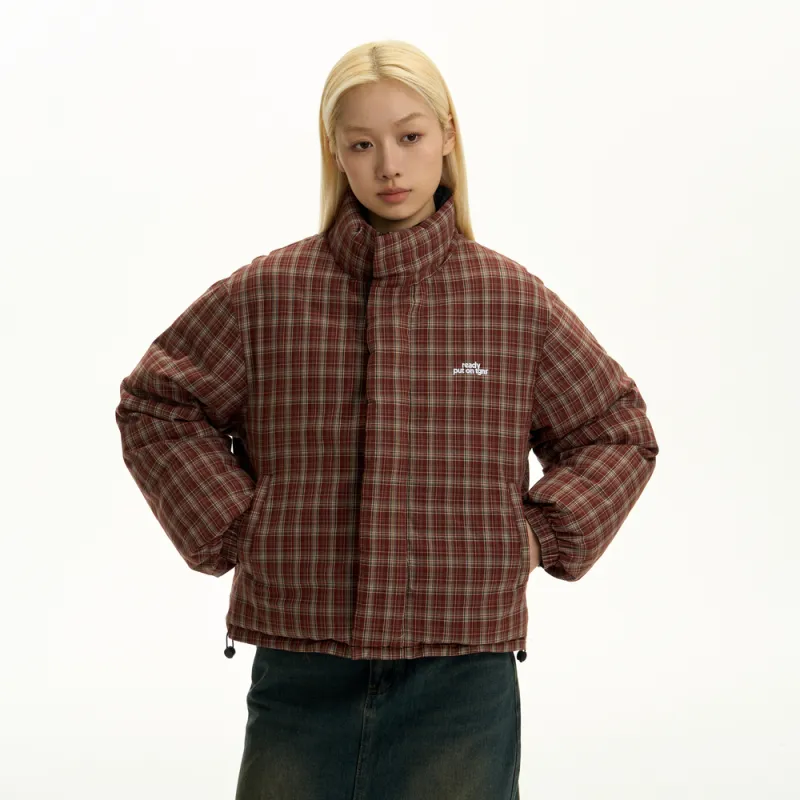 TGNS Puffer Jacket Unisex Black Red Plaid-4