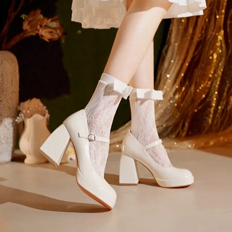 MEIAI High Heels Women's White-3