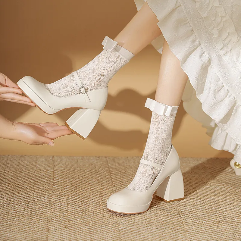 MEIAI High Heels Women's White-4