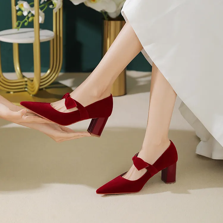 MEIAI Chunky Heel High Heels 6.5cm Women's-7