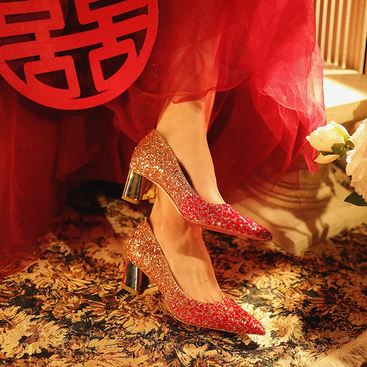 MEIAI High Heels Women's Red-3