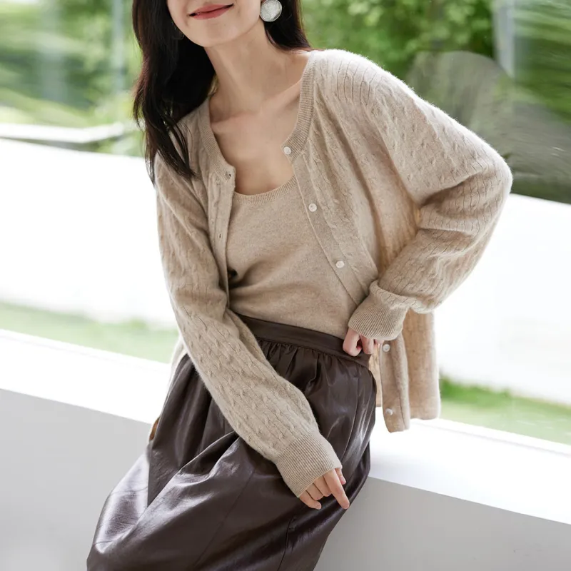 SNOWFORTE Cashmere Sweater Women's Brown Goat Cashmere-1