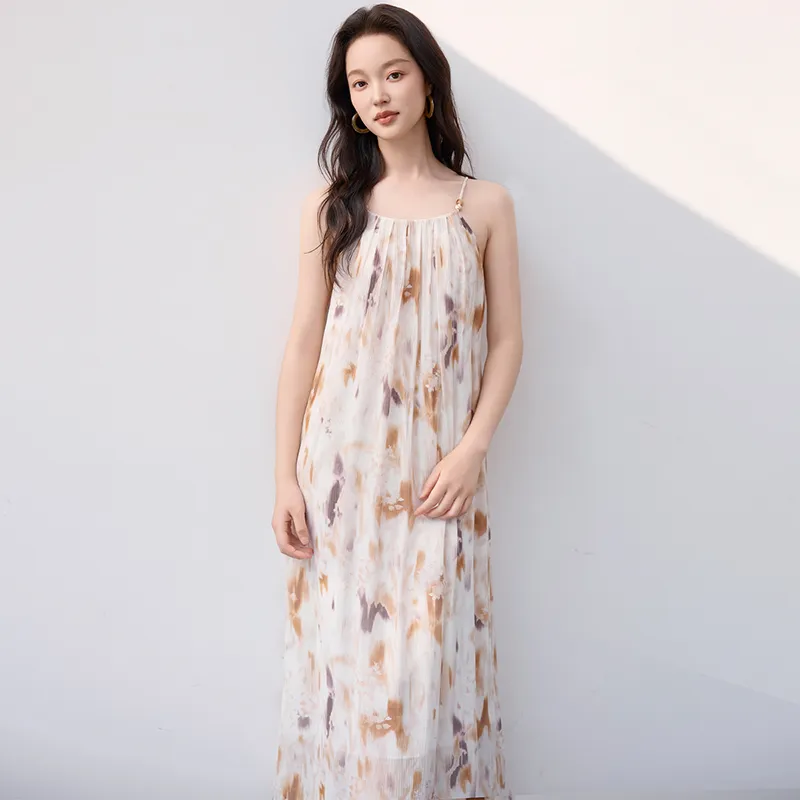 SNOWFORTE Slip Dresses Women's Blended Print-3