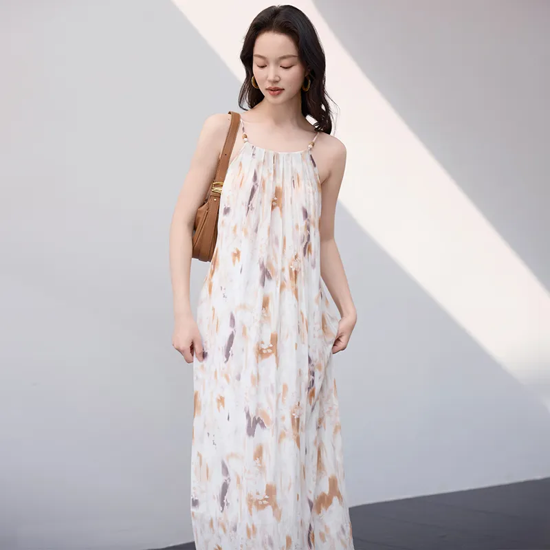 SNOWFORTE Slip Dresses Women's Blended Print-2