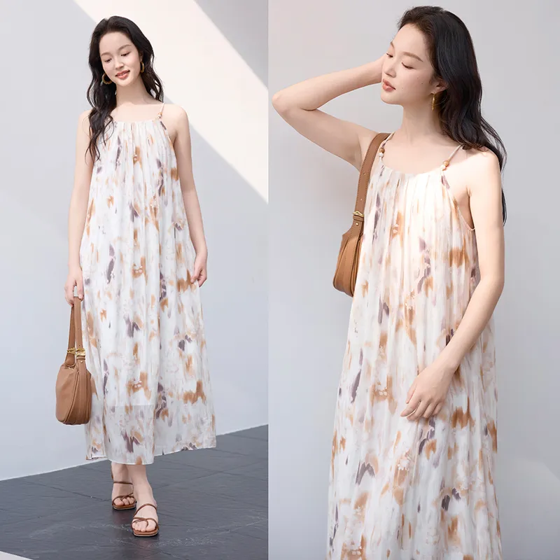 SNOWFORTE Slip Dresses Women's Blended Print-4