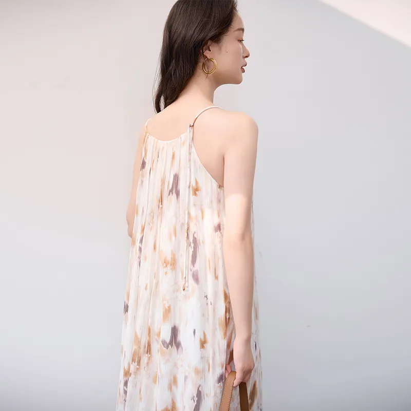 SNOWFORTE Slip Dresses Women's Blended Print-1