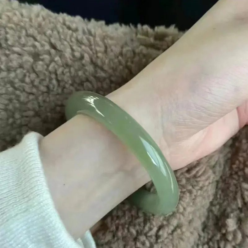 JIYAO Hetian Jade Bangles Green Jade Women's-3