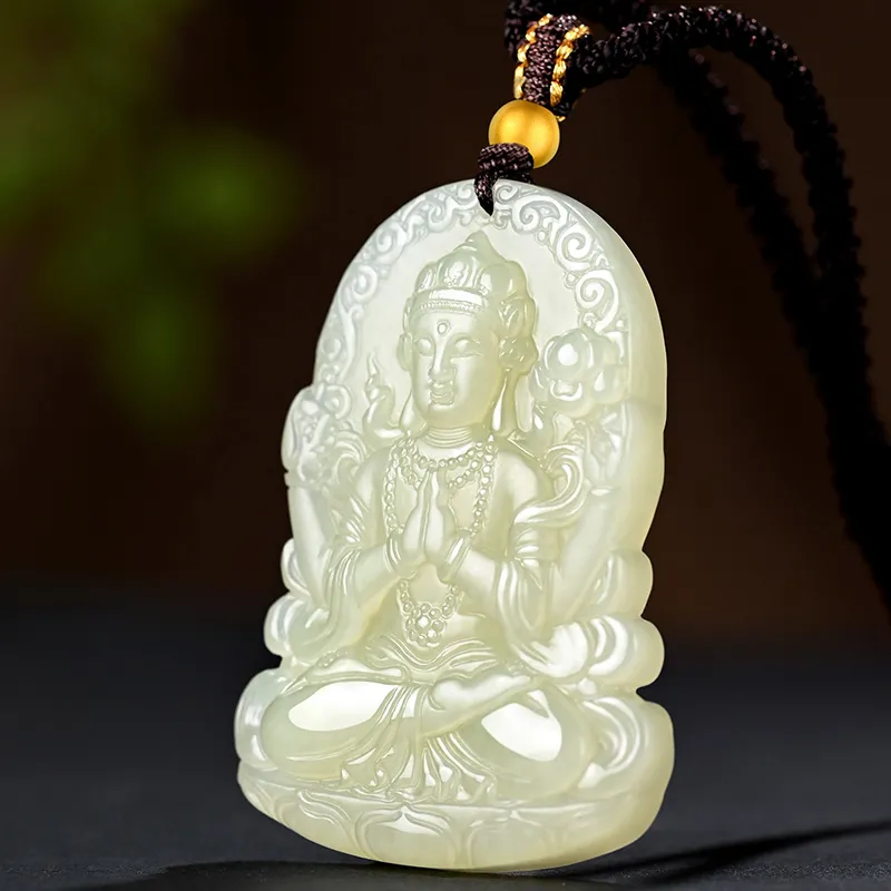 Phoenisess Hetian Jade Pale Greenish White Jade Men's-2