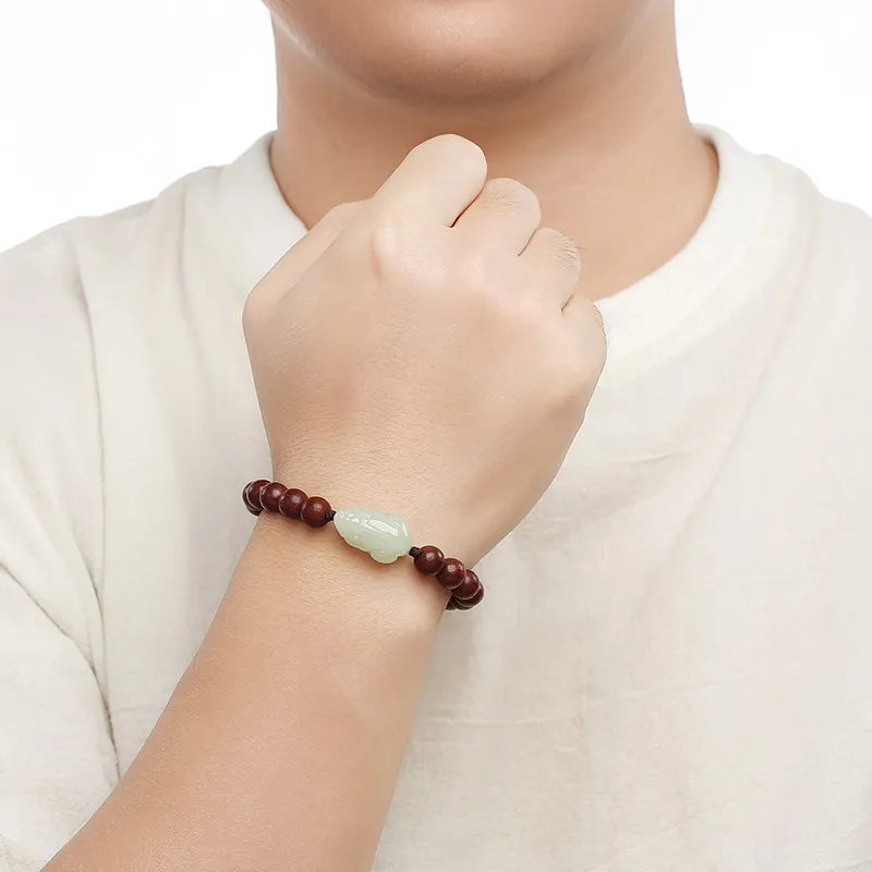 Phoenisess Hetian Jade Pale Greenish-White Jade Unisex-5
