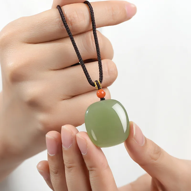 Phoenisess Necklaces Pale Greenish White Jade Unisex-3