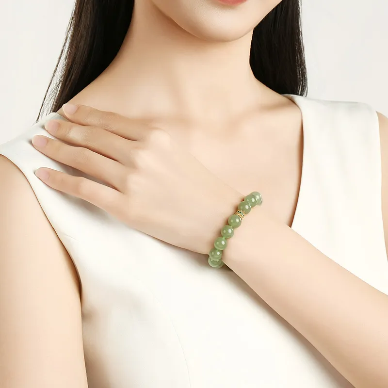 Phoenisess Bracelets Pale Greenish White Jade Unisex-4