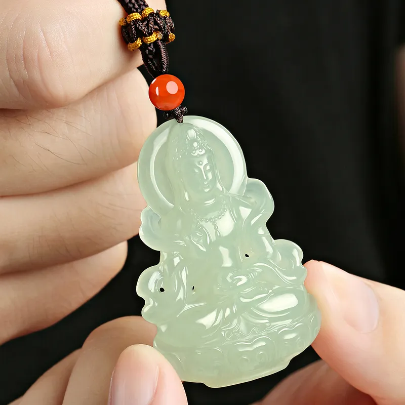 Phoenisess Necklaces White Jade/Pale Greenish White Jade Unisex-3