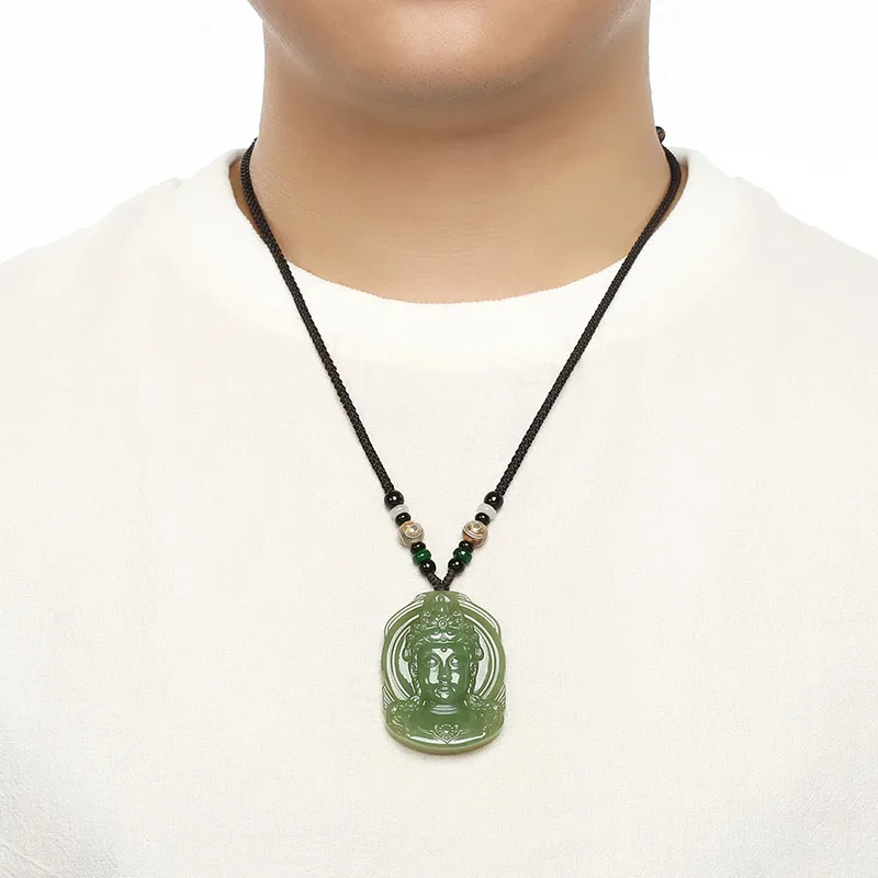 Phoenisess Hetian Jade Pale Greenish White Jade Men's-5