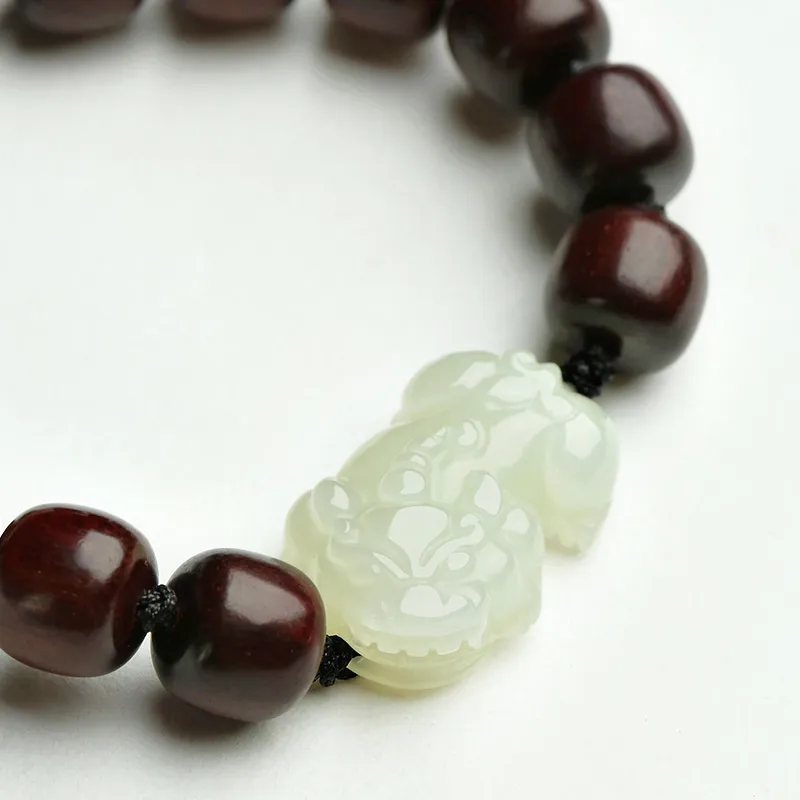 Phoenisess Woven Rope Bracelet White Jade/Pale Greenish White Jade Unisex-5