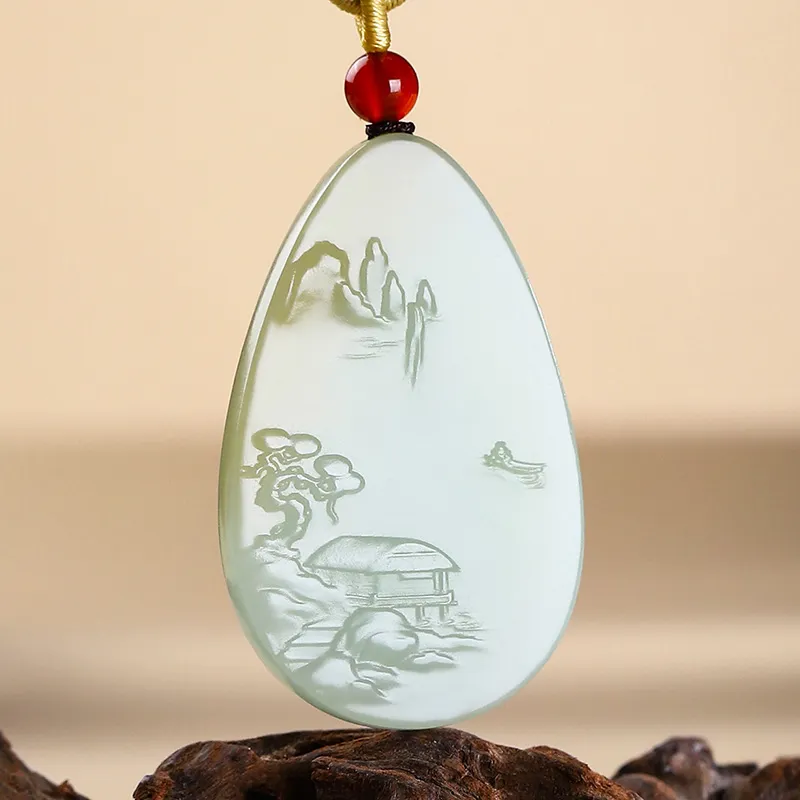Phoenisess Pendants Pale Greenish White Jade Unisex-1
