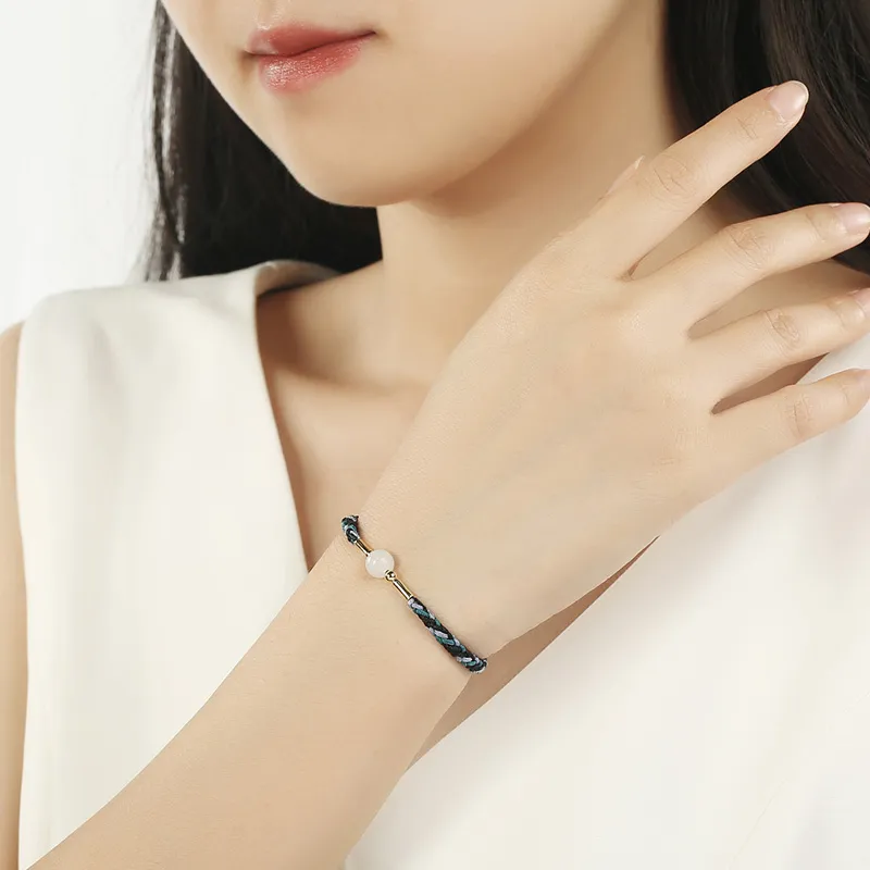 Phoenisess Bracelets Pale Greenish White Jade Unisex-1