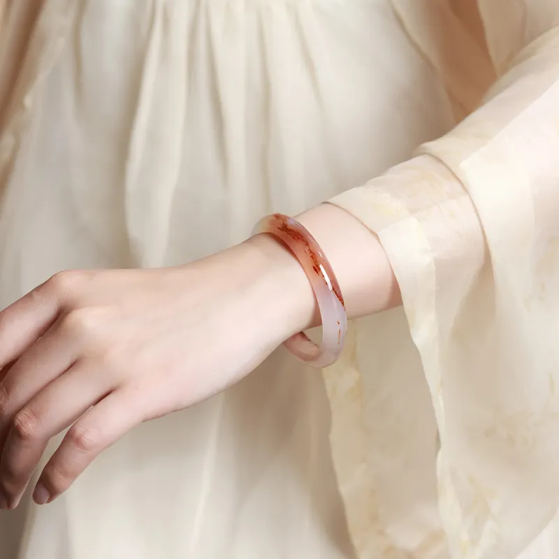 Phoenisess Natural Chalcedony Bangles Women's-2