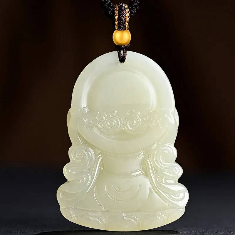 Phoenisess Hetian Jade Pale Greenish White Jade Men's-3