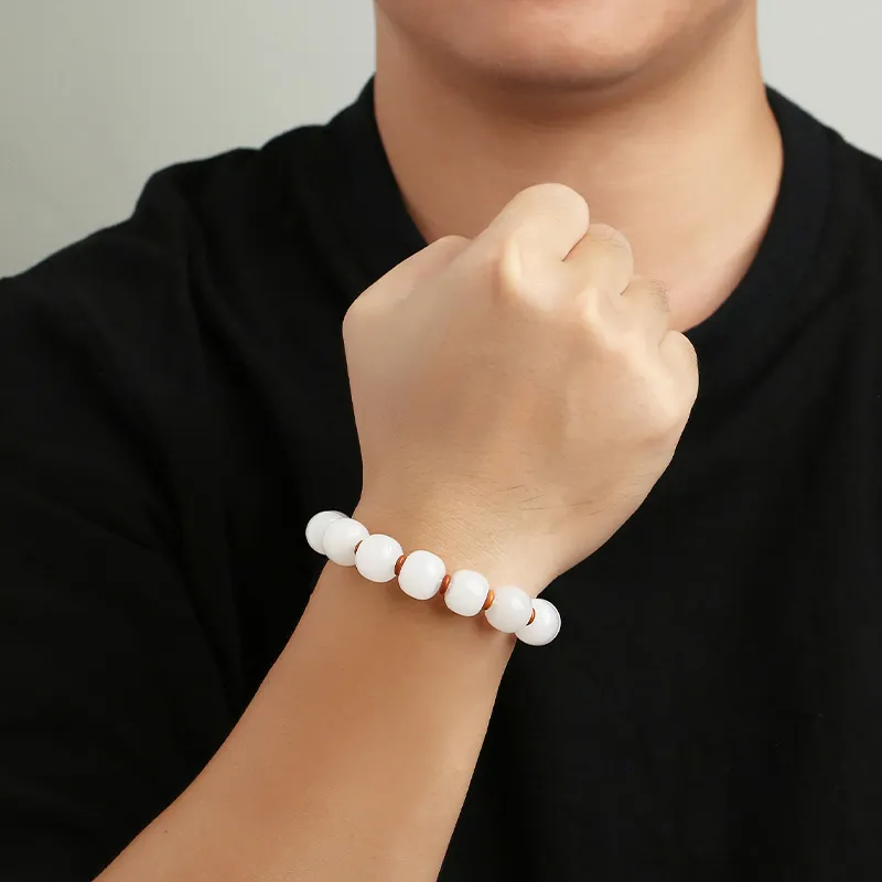 Phoenisess Golden Silk Jade Bracelets Men's-5